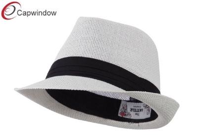 查看 White Kid's Paper Straw Black Band Fedora Hat 详情